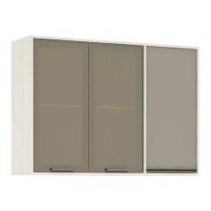 Armário Aéreo de Cozinha 120 cm 1 Porta Fechada 2 Portas com Vidro Ref