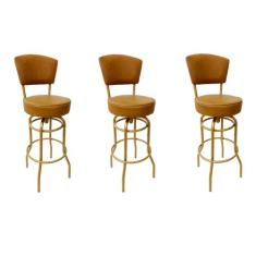 Banqueta Alta Bar Giratória com Encosto cor Dourado fosco Assento cor 