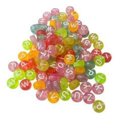 100 Miçangas De Letras Coloridas Infantil Alfabeto Entremeios Para Faz