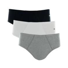 Kit 3 Cuecas Slip Algodão Mash 010.20, Preto, Branco, Cinza, GG