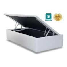 Cama Box baú solteiro branco com pistao a gás
