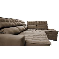 Sofá De Canto Direito 2,65x2,30m Retrátil E Reclinável Com Molas Ensacadas Cama Inbox Nobre Castor