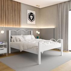 Cama De Casal Em Mdf 151x202cm Oasis 138 Branco-branco