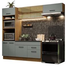 Cozinha Completa Madesa Agata 270004 com Armário e Balcão (sem Tampo e Pia) - Rustic/cinza