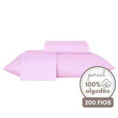Kit Lençol com Fronha Casal Algodão Jogo de Cama Percal 200 fios 3Peça