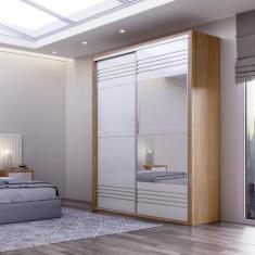 Guarda Roupa com Espelho 2 Portas de Correr 2 Gavetas 179cm 100% MDF -