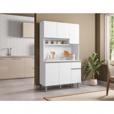 Kit Armario Cozinha Compacta Marcia 105cm 6 Portas Branco Ajl