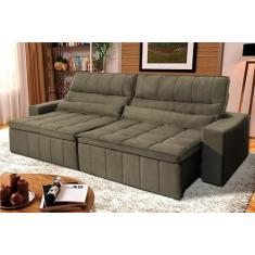 Sofá Retrátil Reclinável Supremo 2,30m Suede Velut Tabaco Molas no Ass