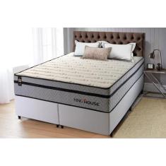 Conjunto Cama Box c/ Molas Ensacadas Preston Cinza Queen 158x198x71 - 