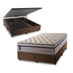 Conjunto Box Baú Liverpool Bege 158x198x80 c/ Molas Ensacadas - King H