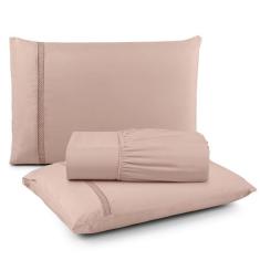 Jogo de Lençol King 3 Peças Percal 300 Fios Ponto Infinito - Linda Cas