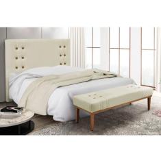 Cabeceira Cama Box Solteiro 90cm e Recamier Gênova Veludo S04 - D'Ross