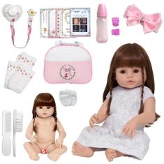 Boneca Reborn Realista Princesa Enxoval Completo Bolsa Itens