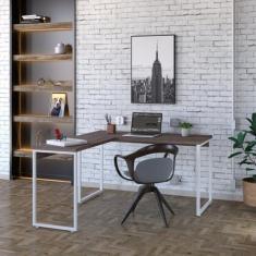 Escrivaninha Mesa Escritório em L Estilo Industrial 135x150cm Kuadra -