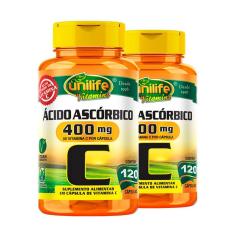 Kit 2 Vitamina C ácido Ascórbico Unilife 120 Capsulas Veganas