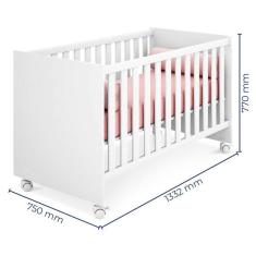 Berço Americano Doce Sonho 100 Branco Brilho com Colchão Ortobom – Qmovi