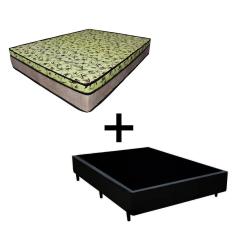 Cama Box Viúva Tecido Sintético Preto com Colchão Espuma D33 Tokio Bege - Bello Box - 65x128x188cm