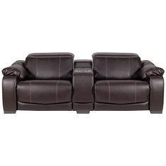 Sofá Elétrico Reclinável e Retrátil 2 Lugares com Porta Copos Affection Couro Marrom - Gran Belo