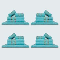 Jogo De Toalhas 20 Pçs Coleção Dubai 100% Algodão Verde Aqua