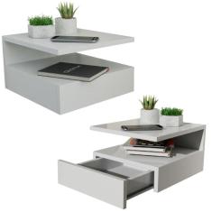 Kit 2 Mesas de Cabeceira Suspensa 1 Gaveta Inferior Branco