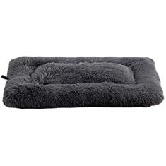 Travesseiro de rosquinha macio e fofo para cama de cachorro, cama de cachorro média lavável, fácil de limpar, cesta de travesseiro de pelúcia luxuosa lavável para cachorro, cinza escuro, 90*