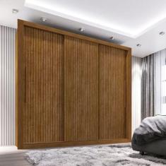 Guarda Roupa Casal 3 Portas e 4 Gavetas Panamá - Sallêto  - Cinamomo Ripado