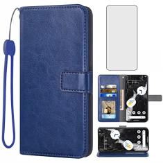 Asuwish Capa carteira compatível com Google Pixel 7 5G, protetor de tela de vidro temperado e capa flip de couro, suporte para cartão, acessórios de celular, capas para celular para Pixel7 Pixle Seven