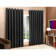 Cortina Blackout Tecido Sala/Quarto 300x250 Preta  Admirare