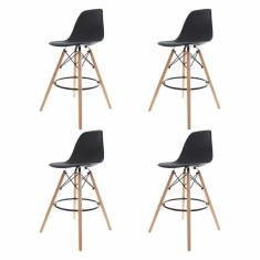Kit 04 Banquetas Altas Eames Charles Eiffel - Black Black
