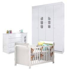 Quarto de Bebê Lívia com Berço Americano Lara Branco Brilho  Phoenix -