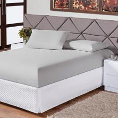 Jogo de Cama Lençol Queen Padrão 3 Peças Liso Box - Mercado Bordado, C