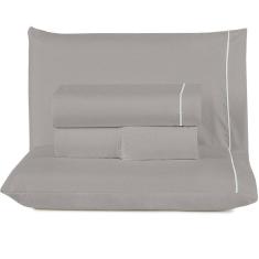 Jogo De Lençol Lidian Liso Queen 4 Peças Hiperpercal Peletizado 180 Fios - Cinza