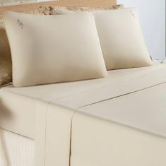 Jogo Cama Lençol Diana Casal Padrão Percal 200 Fios 100% Algodão 4 Peças - Cáqui