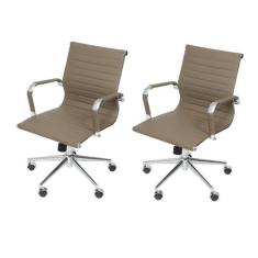 Kit 2 Cadeiras Escritório Diretor Esteirinha Rodízio Relax material si