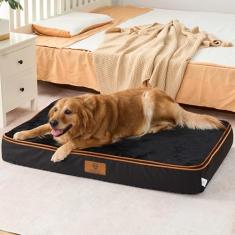 LIORCE Tapete de espuma viscoelástica para cães – GG com capa lavável removível e forro à prova d'água – Cama para animais de estimação para cães extragrandes – Projetado para gaiolas de 106 cm, preto