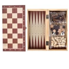 XCPHGFM Conjunto de xadrez de madeira 3 em 1, damas e gamão, conjunto portátil de xadrez de madeira para adultos e crianças