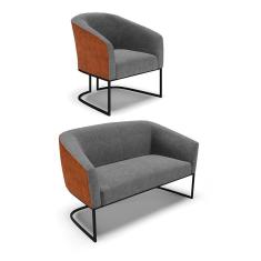 Namoradeira E Poltrona Industrial Preto Stella Noz-linho Grafite D03 - D'rossi