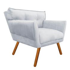 Poltrona Anitta Suede Cinza Com Strass Pés Palito Castanho D´rossi