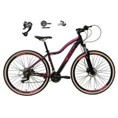 Bicicleta Aro 29 Feminina KSW MWZA Shimano Altus 27v K7 Freios Hidráulicos Kit 3x9 Trava Pneus Bege-Feminino