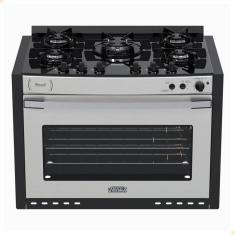 Fogão a Gás de Embutir Gaudi Platinum Vitreo 5 Queimadores Inox GLP 220V 22232