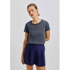 Blusa Básica Feminina Manga Curta Slim World - Hering, EXG, Cinza escu