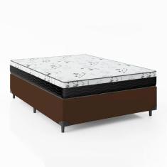 Cama Box Viúva 128 Sintético Marrom com Colchão Espuma D33 One Face - Bello Box - 58X128X188