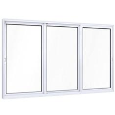 Janela de Correr Alumínio Lateral 3 Folhas Móveis Lucasa Eccellente 120cmx150cm Branco