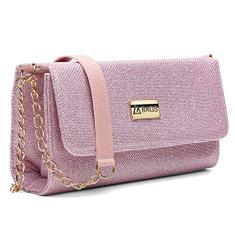 Bolsa Carteira Feminina Brilho Transversal Correntes Moderna Nude