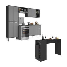 Armário De Cozinha Com Bancada Americana Xangai Multimóveis Mp2203 Preto/grafite Preto/grafite