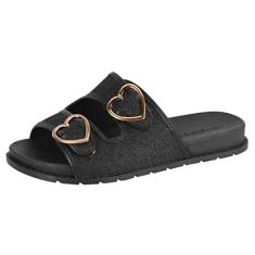 Chinelo Infantil Molekinha Fivelas e Glitter Preto 32