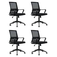 Kit 4 Cadeiras Giratória Escritório Diretor Tokyo Preto