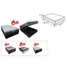 Conjunto Cama Box Baú Casal Viúva + Colchão de Molas Castor Class  128