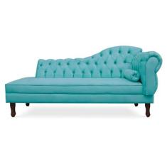 Recamier Divã Cancun 140cm com Capitonê - Esquerda Suede - Ecotec Deco