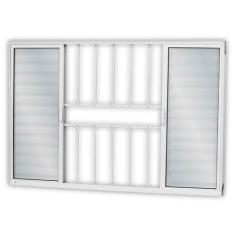 Janela de Alumínio Veneziana de Correr 100x200cm 6 Folhas 2 Fixas com 